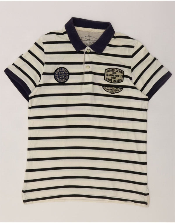 Męska graficzna koszulka polo Jack & Jones w małe białe paski