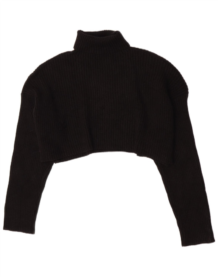 Damski sweter Zara Crop Oversize z golfem UK 16, duży, czarny
