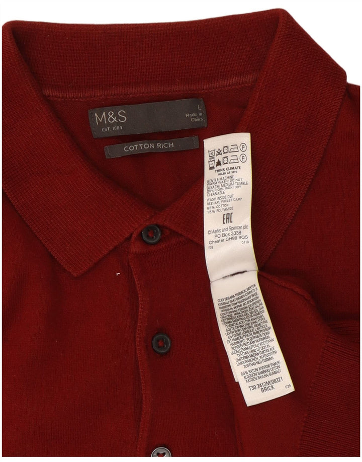Męska koszulka polo Marks & Spencer, duża, czerwona, bawełniana