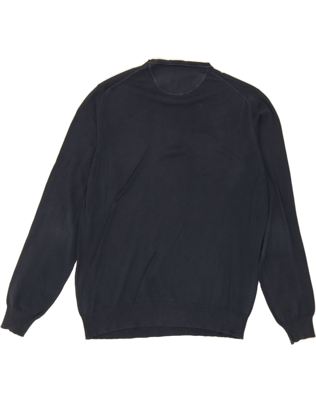 TRUSSARDI Mens Crew Neck Jumper Sweater Large Navy Blue Cotton Vintage Trussardi and Second-Hand Trussardi from Messina Hembry 