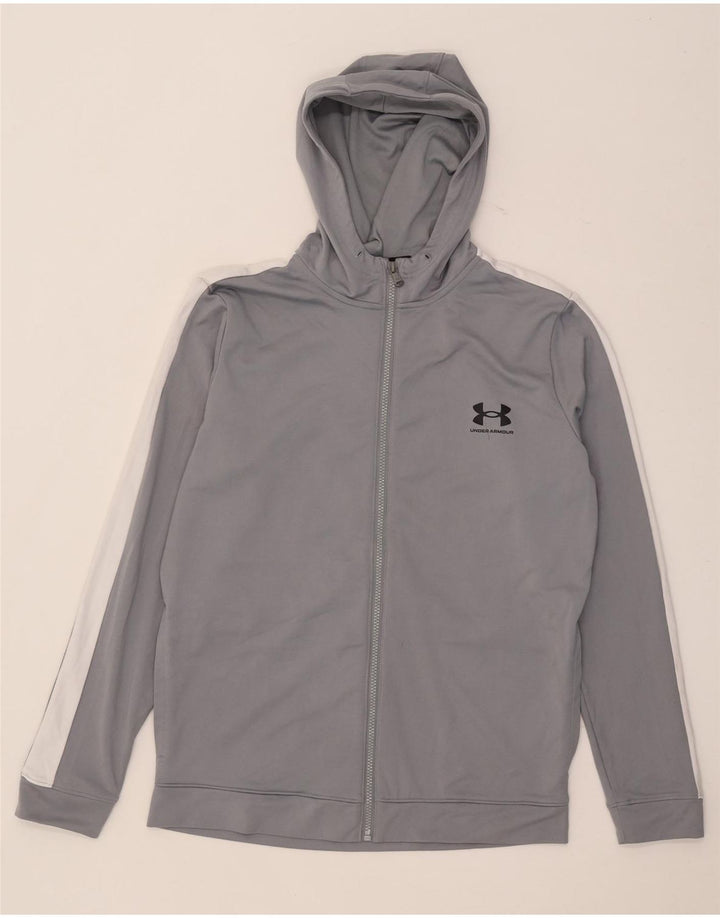 Męski sweter z kapturem i zamkiem Under Armour, średnioszary, poliester w blokach kolorystycznych