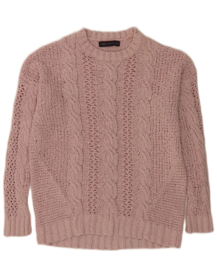 Marks & Spencer Damski sweter oversize z okrągłym dekoltem, UK 10, mały, różowy