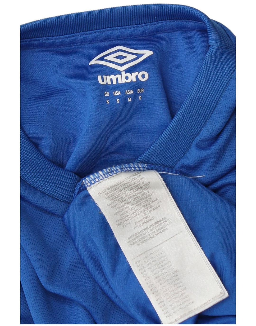 Męski graficzny top Umbro z długim rękawem, mały, niebieski poliester