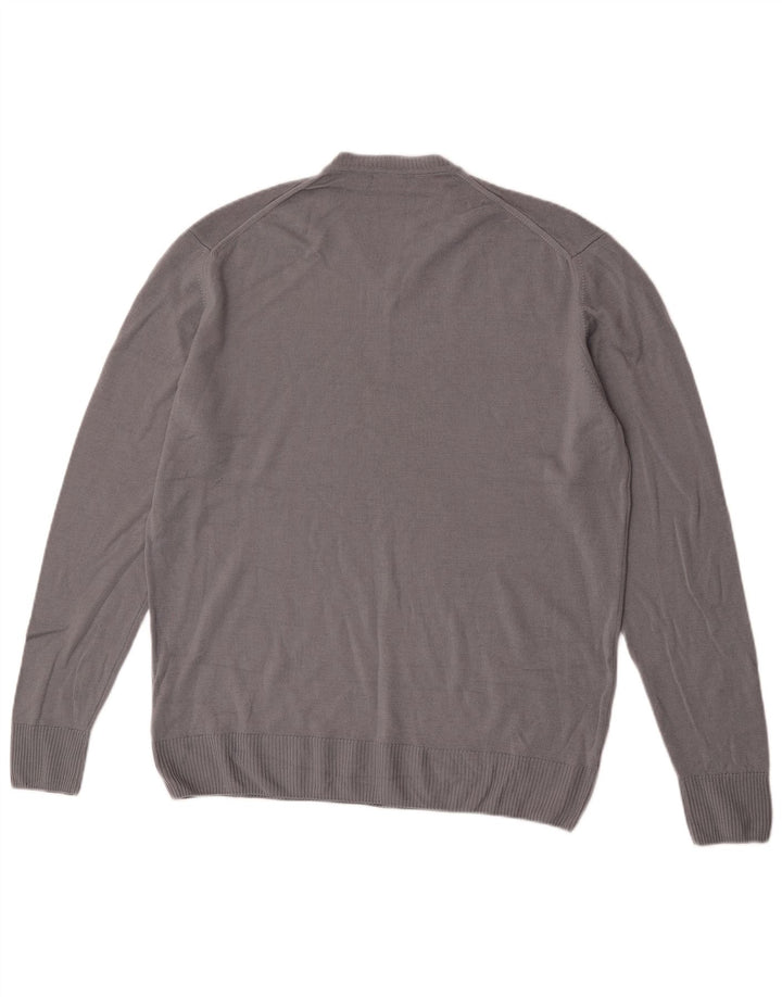 Męski sweter Zara z dekoltem w kształcie litery V, XL, szara wełna