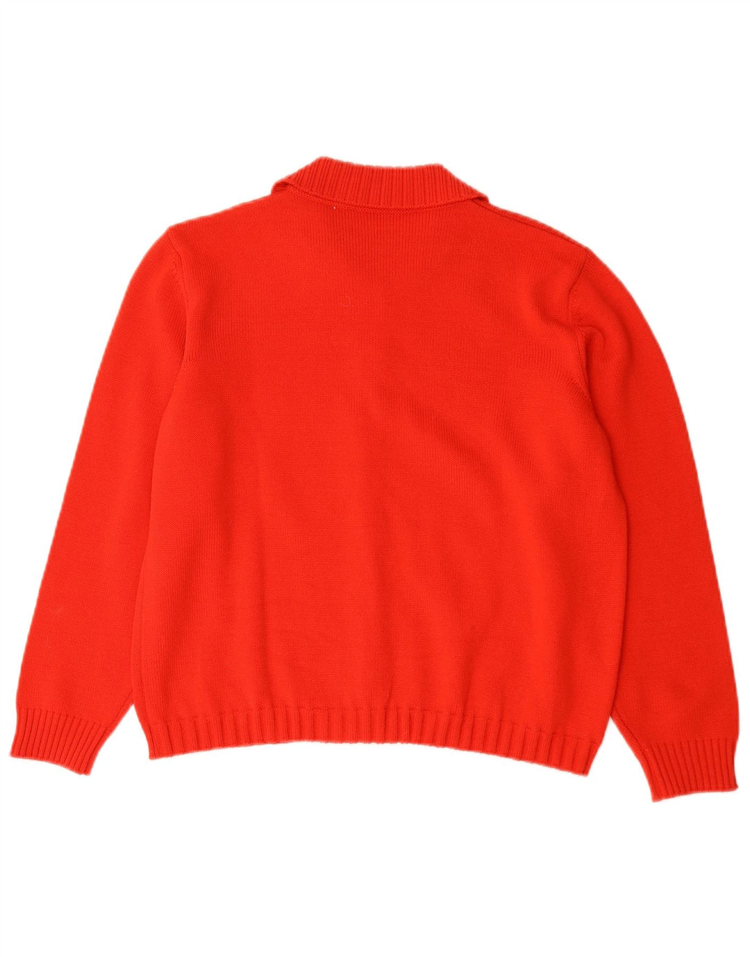 Sweter damski w stylu vintage, UK 14, średnia czerwona wełna z merynosów