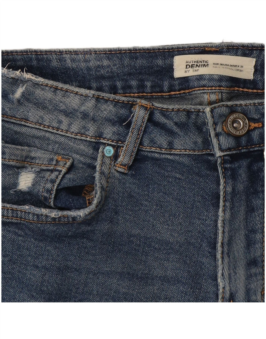 Damskie spodenki jeansowe Zara w trudnej sytuacji EU 36 XS W26 niebieskie