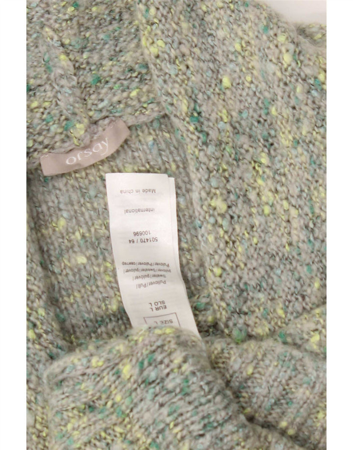 Damski sweter z wywijanym dekoltem Orsay UK 14, duży, wielokolorowy, nakrapiany