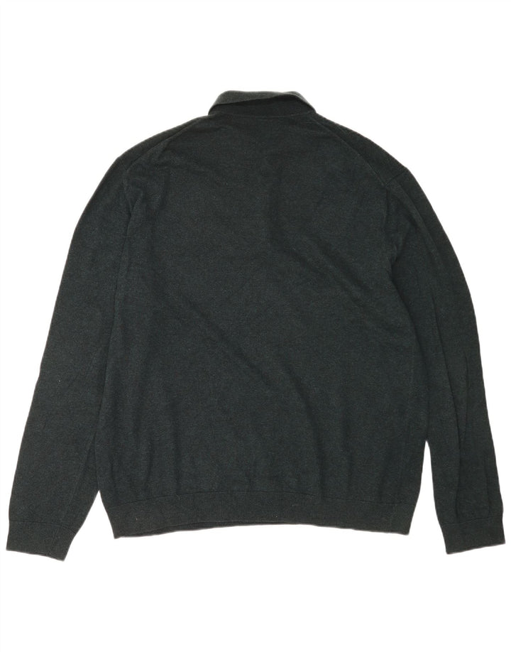 Marks & Spencer Męski sweter polo, duży, zielony, bawełniany