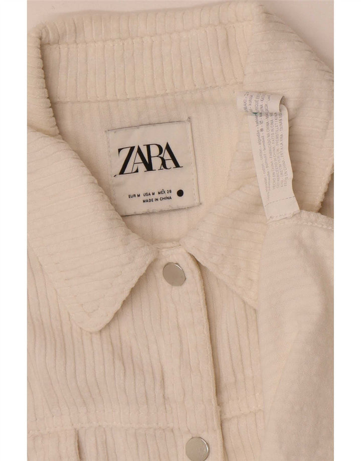 Damska koszula sztruksowa oversize Zara UK 14, średnia biała bawełna