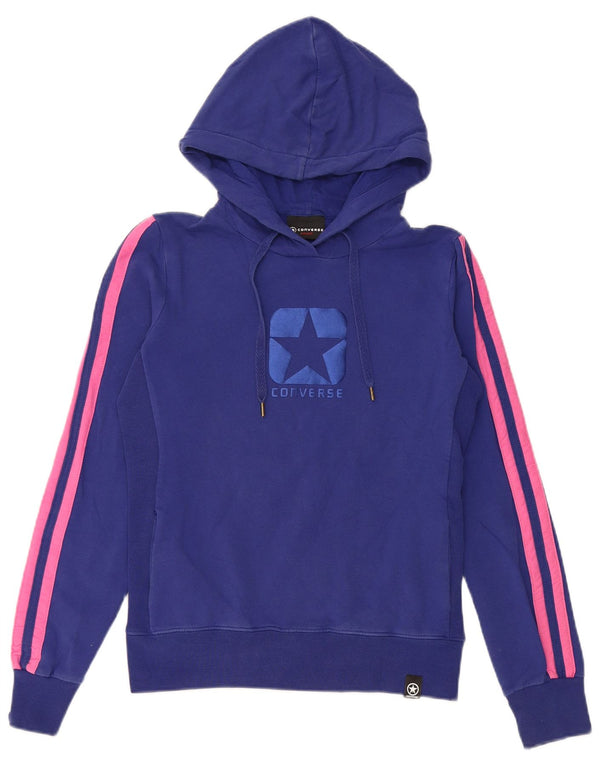 Damski sweter z kapturem Converse Graphic UK 10 Small, niebieski, bawełniany