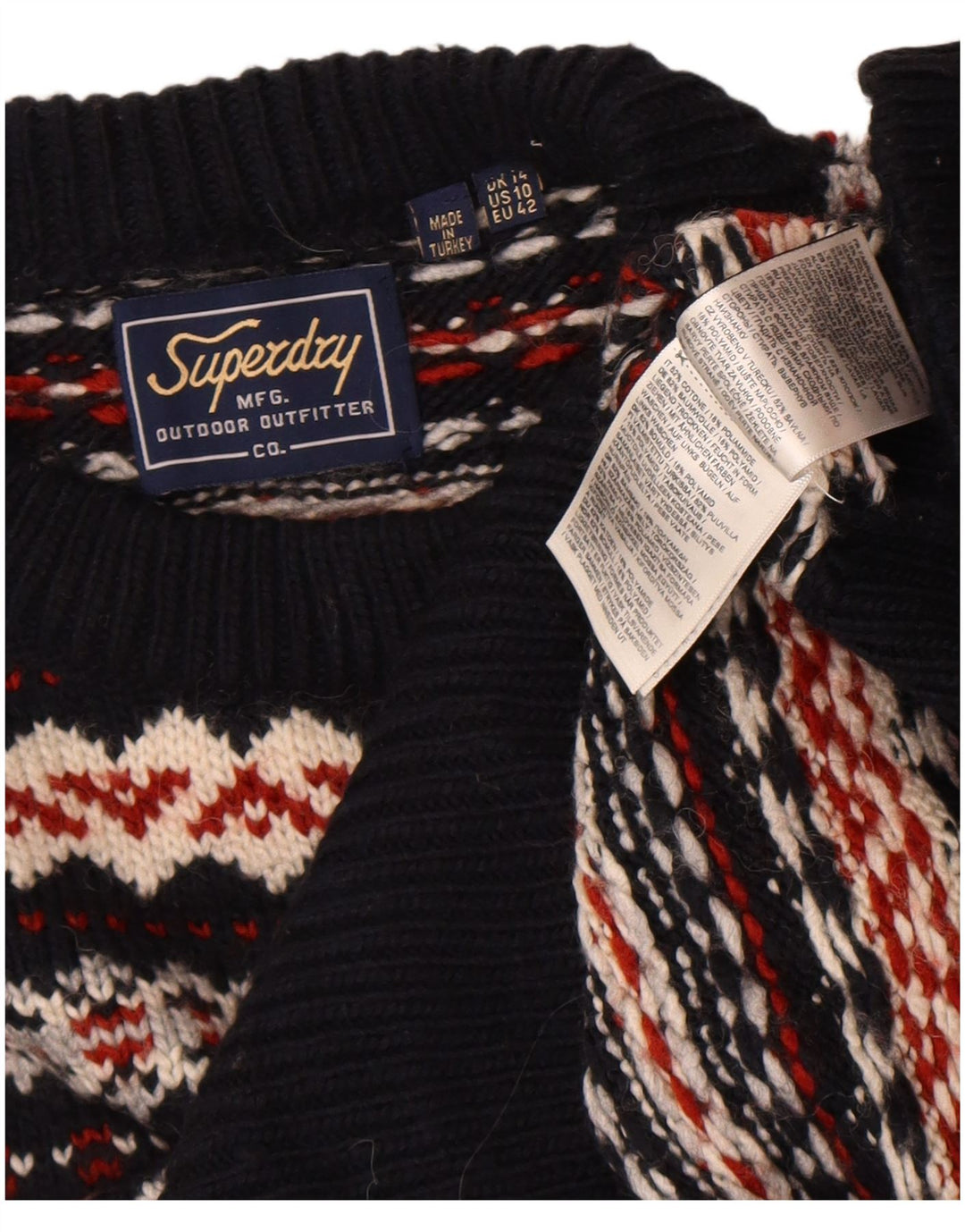 Damski sweter Superdry z okrągłym dekoltem, UK 14, duży, wielokolorowy