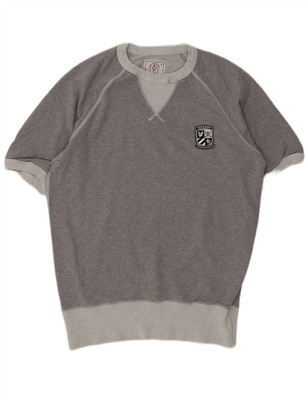 Męski sweter z krótkim rękawem LYLE & SCOTT, średnioszary, bawełniany