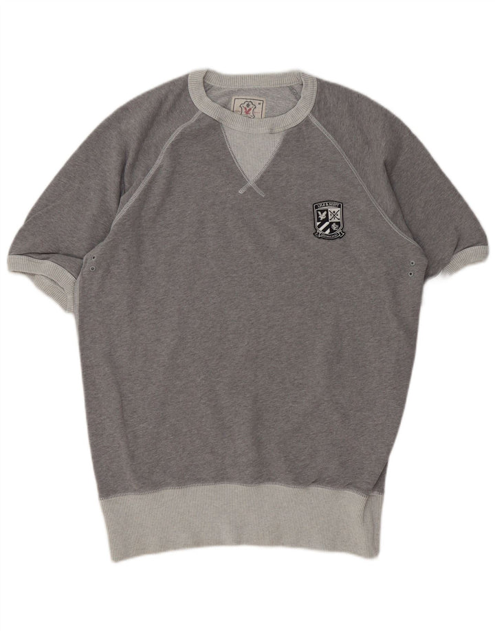 Męski sweter z krótkim rękawem LYLE & SCOTT, średnioszary, bawełniany