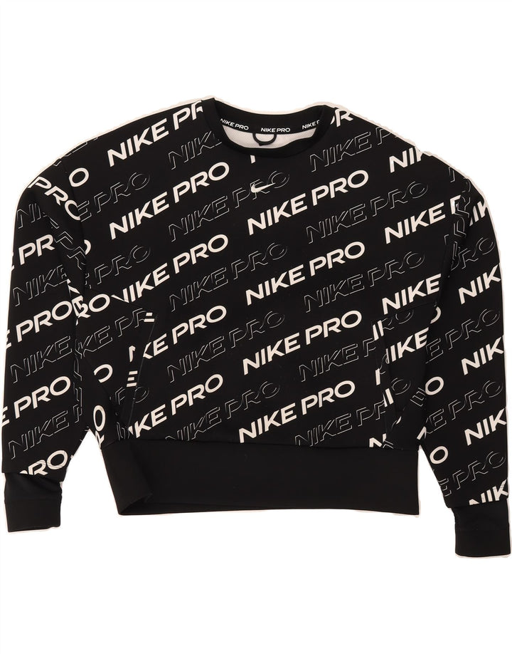 NIKE Womens Dri Fit Oversized Graphic Sweatshirt Jumper UK 10 Small Black Vintage Nike and Second-Hand Nike from Messina Hembry 