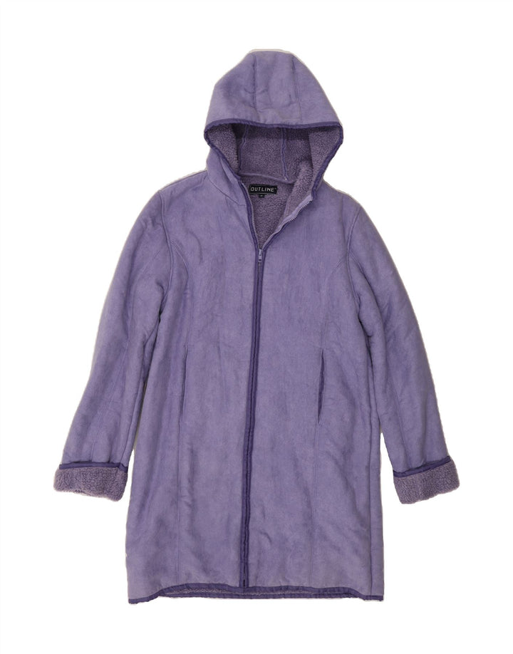 VINTAGE Womens Fleece Overcoat UK 10 Small Purple Polyester Vintage Vintage and Second-Hand Vintage from Messina Hembry 