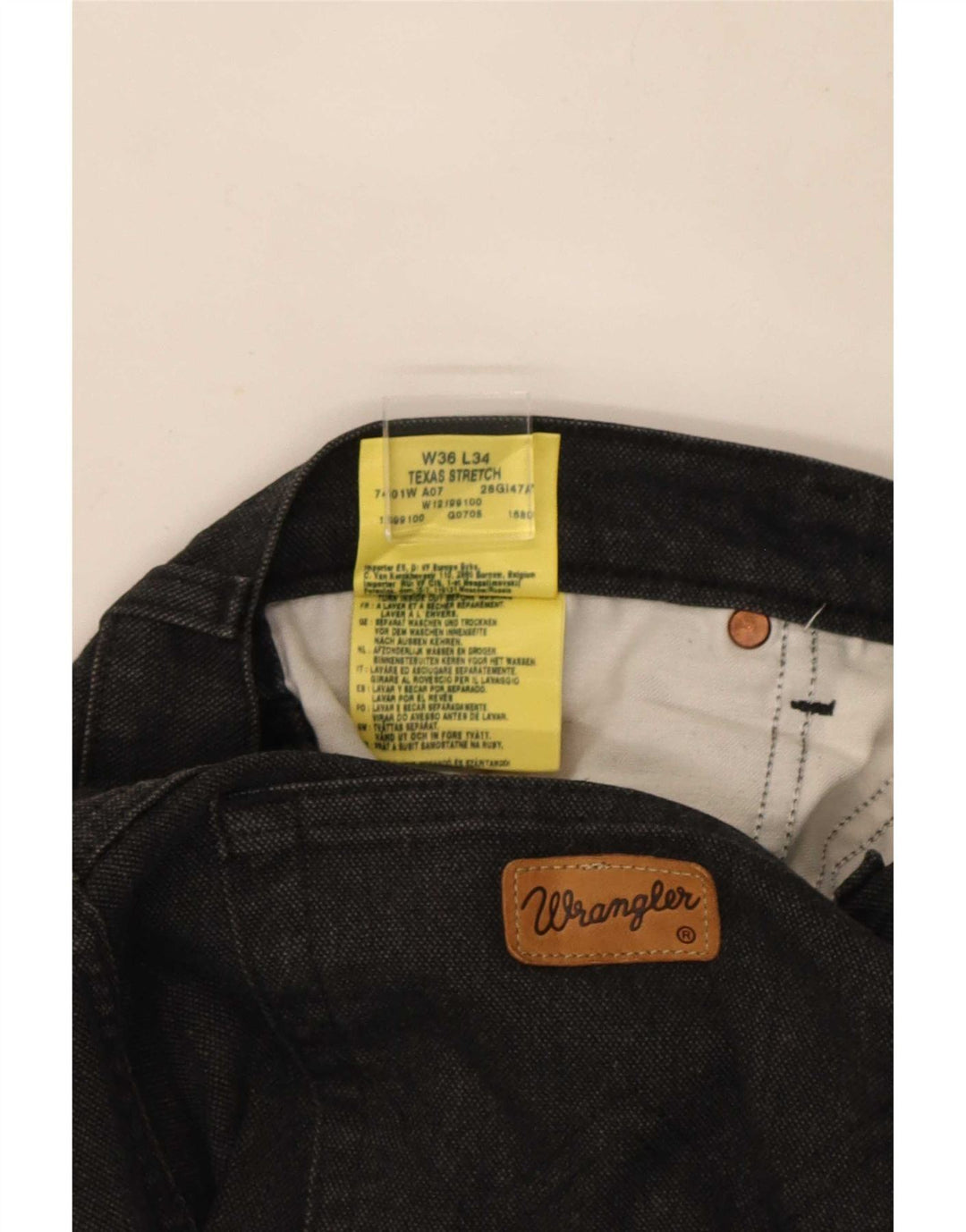 Męskie jeansy Wrangler Texas Stretch Straight W36 L28 Czarna bawełna
