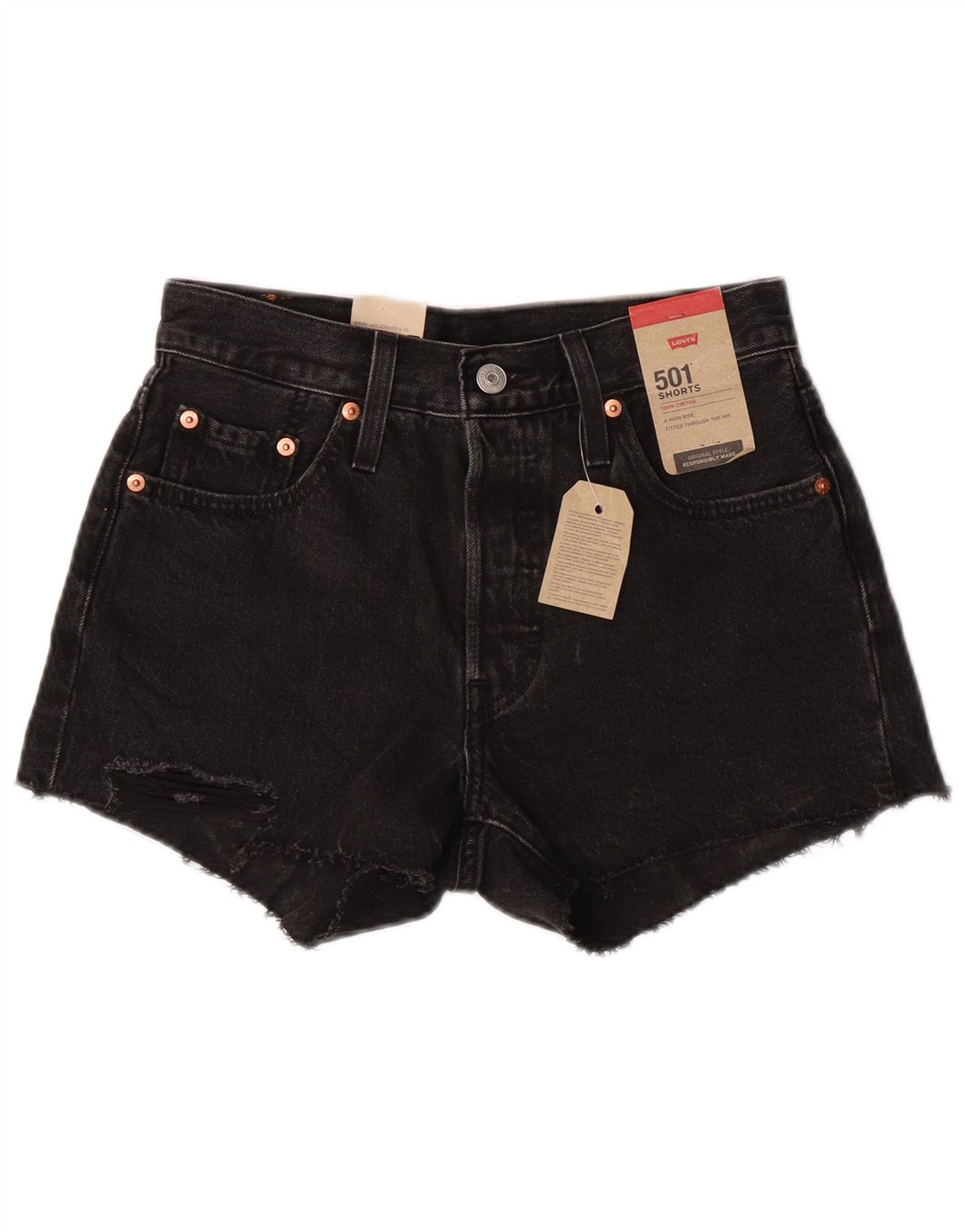 Damskie spodenki jeansowe LEVI'S 501 W25 XS, czarne, bawełniane