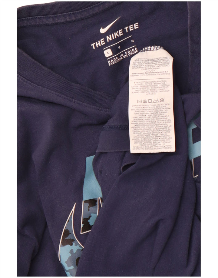 Męski T-shirt z grafiką NIKE, duży, granatowy, bawełniany