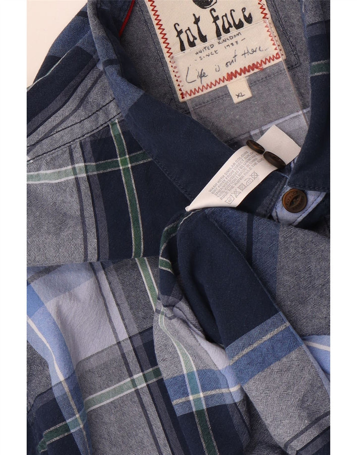 Koszula flanelowa męska FAT FACE XL w niebieską kratkę, bawełniana