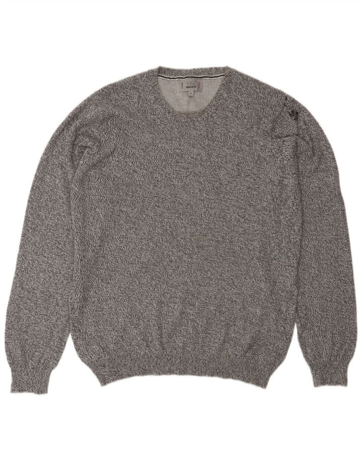 Marks & Spencer Męski sweter z okrągłym dekoltem, mały, szary, nakrapiany