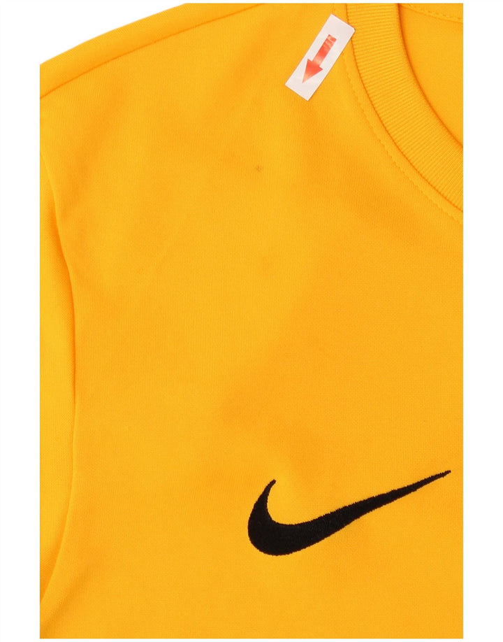 Męska koszulka Nike Dri Fit z grafiką, długim rękawem, średniożółta, poliester