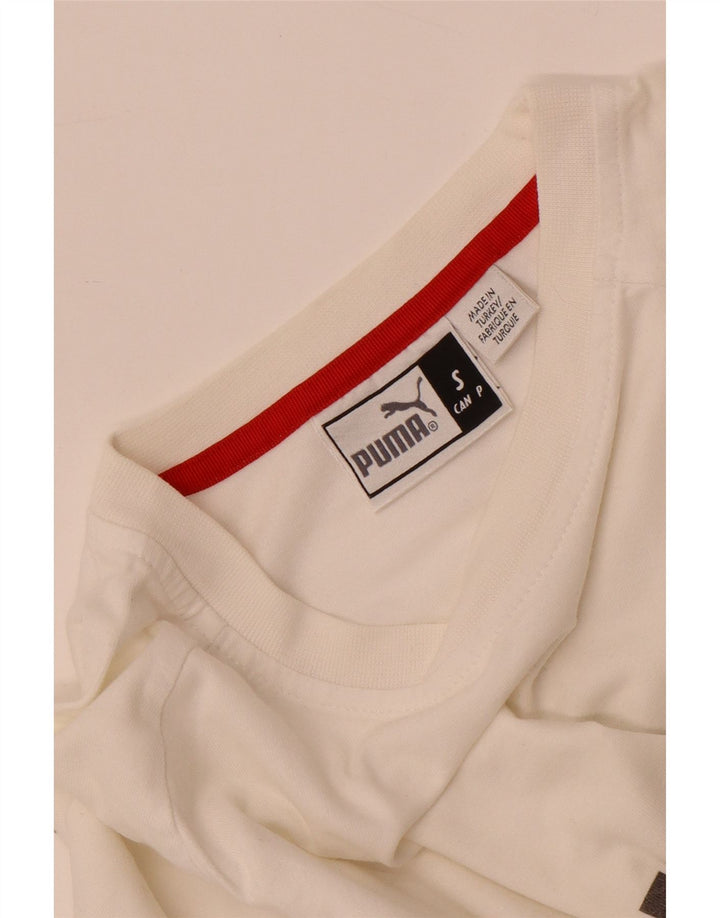 Męski top graficzny Puma z długim rękawem, mały, biały