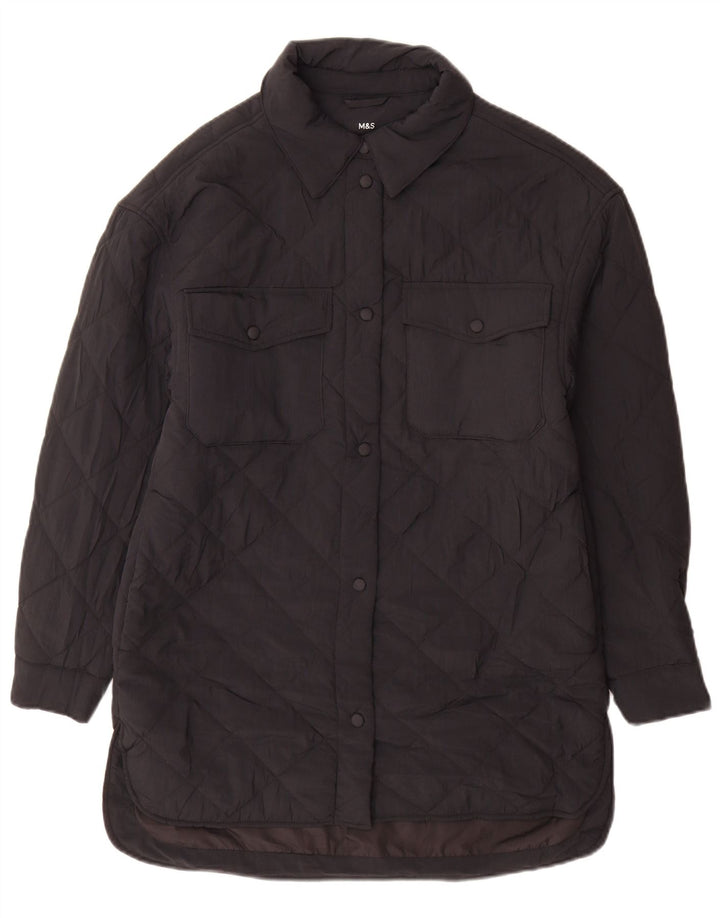 Marks & Spencer Damski, oversize'owy, pikowany płaszcz z podszewką, UK 6 XS, czarny