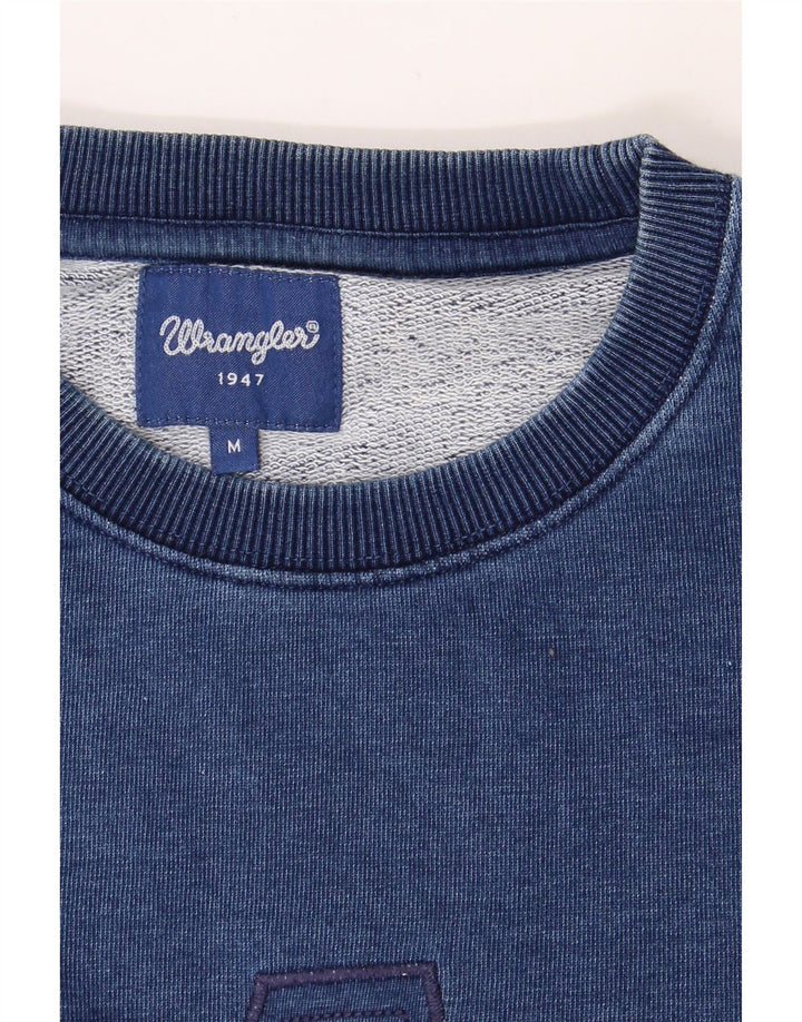 WRANGLER Mens Graphic Sweatshirt Jumper Medium Navy Blue Cotton Vintage Wrangler and Second-Hand Wrangler from Messina Hembry 