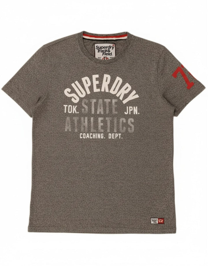 Męski T-shirt Superdry z grafiką, duży, szary, bawełniany w cętki