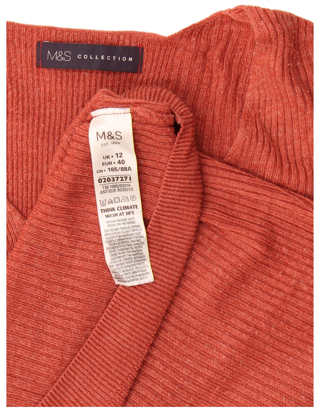 Marks & Spencer Damski sweter z dekoltem w kształcie litery V, UK 12, średni brąz, akryl