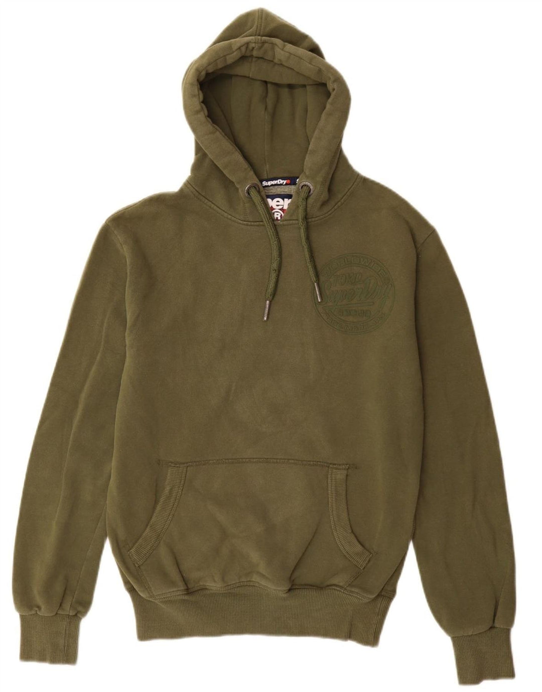 SUPERDRY Męski sweter z kapturem i grafiką, mały, bawełniany khaki