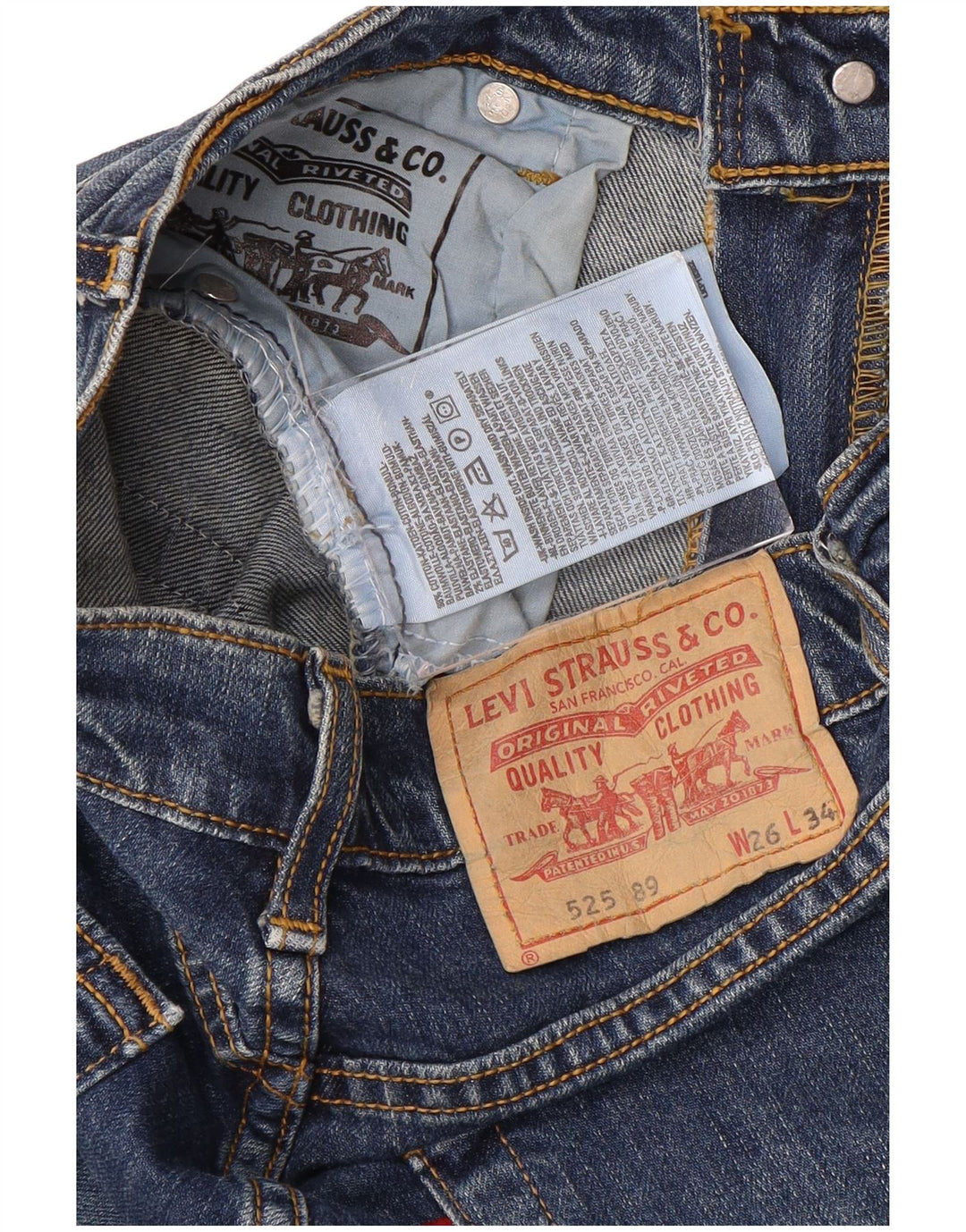 Damskie jeansy Bootcut LEVI'S 525 W26 L34 Niebieska bawełna