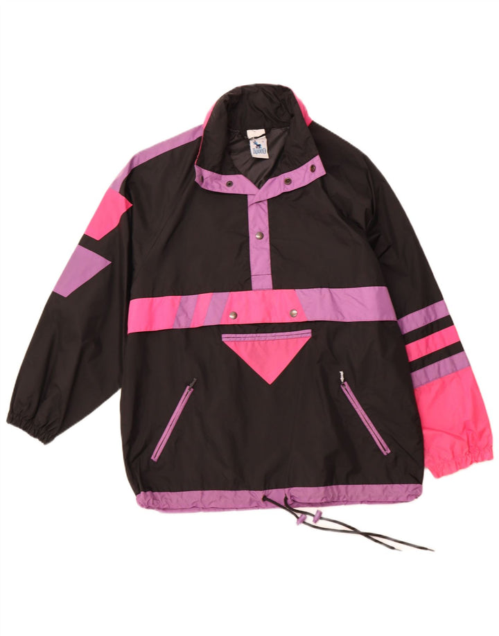 Męska kurtka Anorak z kapturem RODEO UK 36, mały czarny nylon z blokami kolorów