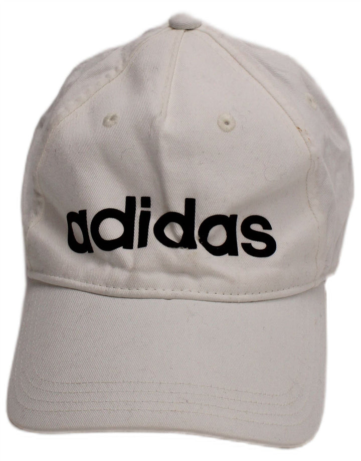 Męska czapka z daszkiem Adidas z grafiką, jeden rozmiar, biała, bawełniana