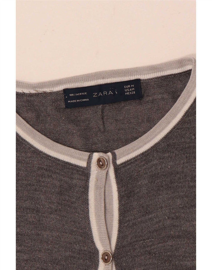 Sweter damski Zara Cardigan UK 14 Średni szary akryl