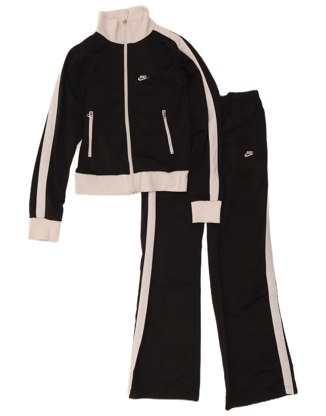 Damski pełny dres Nike UK 8/10, mały, czarny poliester z blokami kolorów