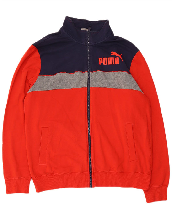 Męska bluza dresowa Puma z grafiką, duża, czerwona, bawełniana w bloki kolorów