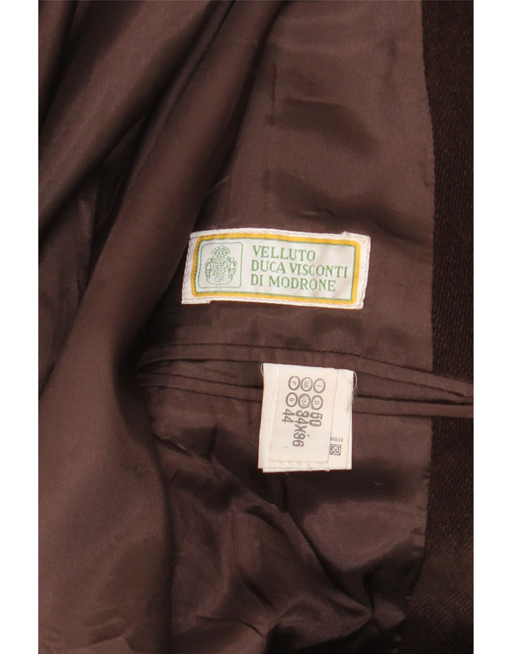 Męska marynarka zapinana na 3 guziki Velluto Duca Visconti IT 50, duża, brązowa bawełna
