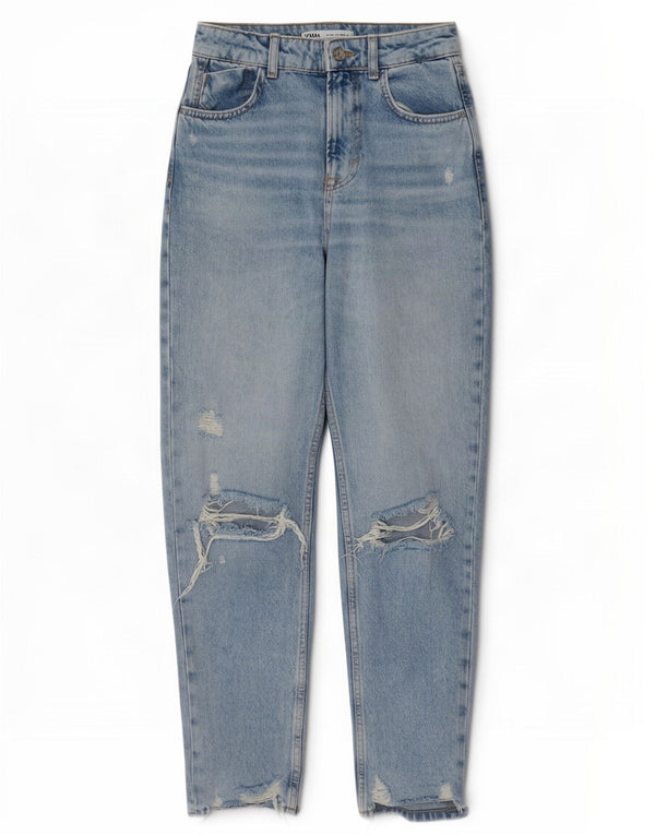 Zara Damskie Zwężane Dżinsy Z Wysokim Stanem EU 34 2XS W24 L27 Niebieskie