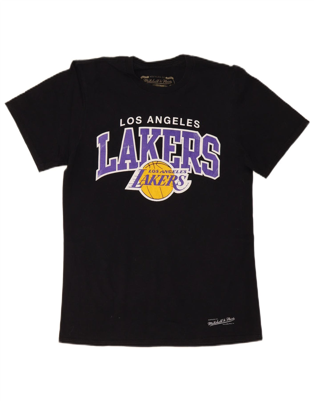 MITCHELL & NESS Męski T-shirt z grafiką Los Angeles Lakers, mały, czarny