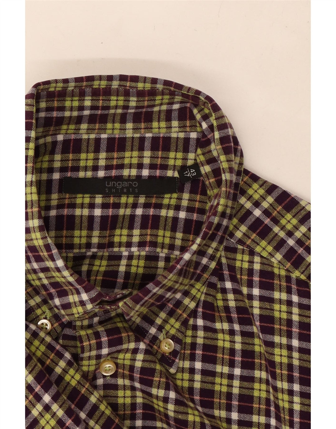 Koszula męska UNGARO rozmiar 43 17 XL fioletowa kratka