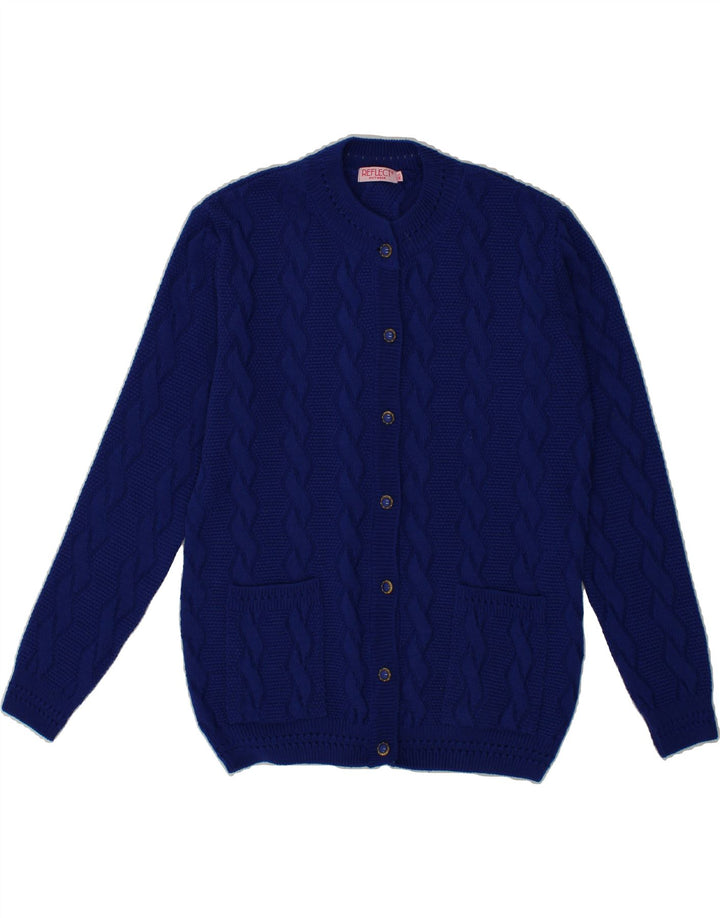 REFLECT Womens Cardigan Sweater UK 14 Medium Blue Polyester Vintage Reflect and Second-Hand Reflect from Messina Hembry 