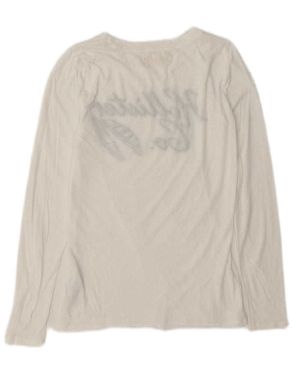 Damski top z grafiką Hollister z długim rękawem, UK 10, mały, biały, bawełniany