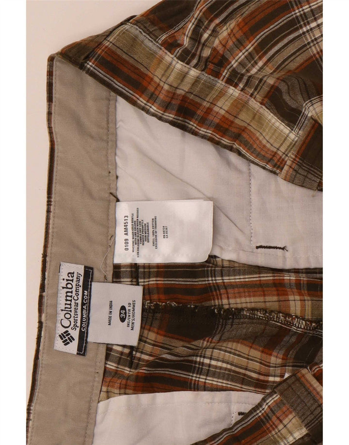 Męskie spodenki chino Columbia W34, duża, brązowa, bawełniana krata