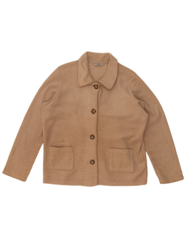 Marks & Spencer Womens Fleece Jacket UK 16 Large Beige Polyester