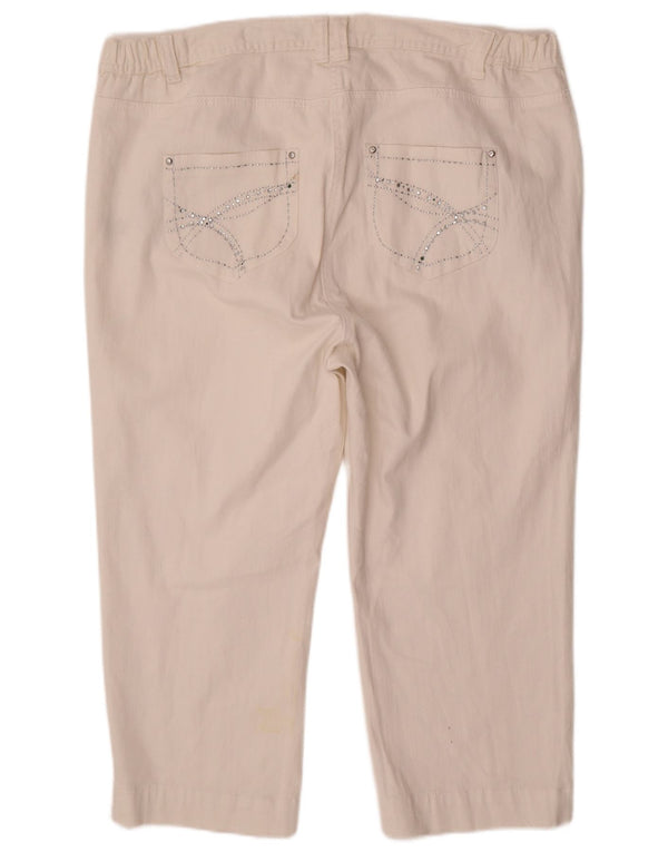 Damskie dżinsy Capri M&Co z wysokim stanem, proste UK 22 3XL W44 L22, biała bawełna