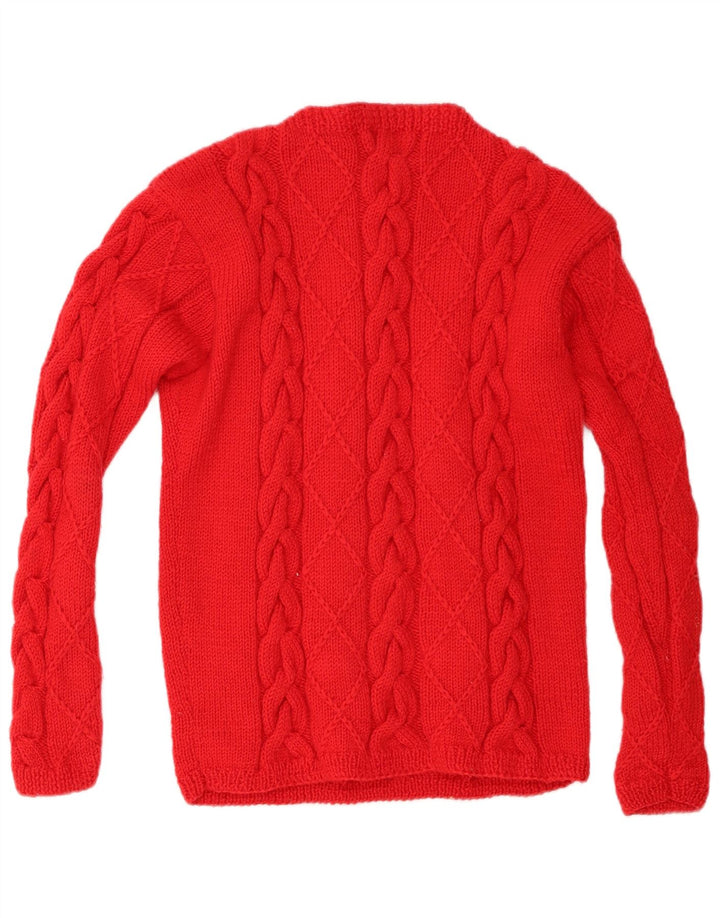 Sweter damski w stylu vintage z golfem UK 12, średni czerwony