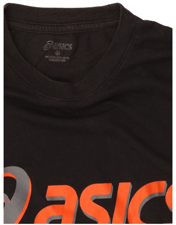 Chłopięcy T-shirt z grafiką ASICS, 13-14 lat, mały, czarny, bawełniany
