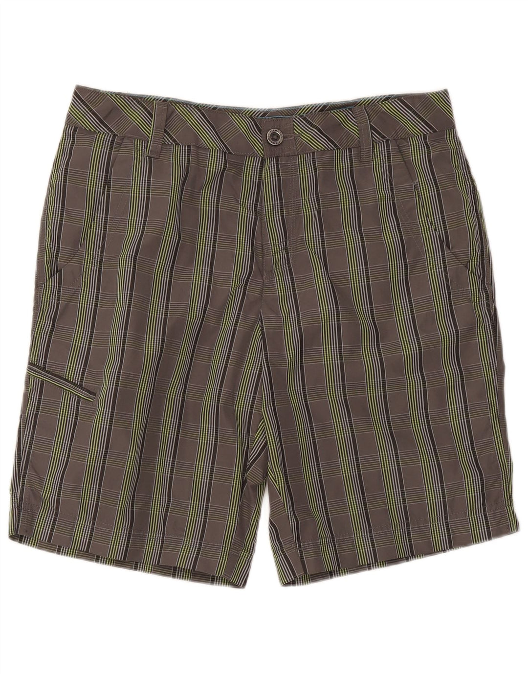 Męskie spodenki cargo Columbia Omni-Shield W34, duże, szare, nylonowe w kratę