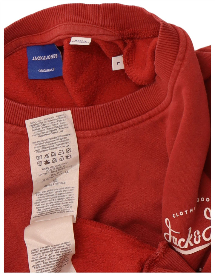 Męski sweter JACK & JONES, duży, bordowy, bawełniany